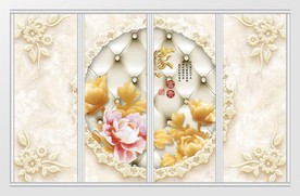 现代牡丹欧式奢华移门