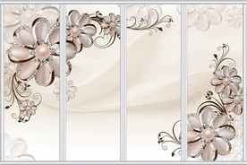 3D粉红花珠宝移门