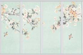 手绘中式工笔花鸟移门