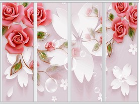 3D清新简约玫瑰花移门