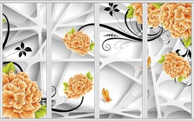 3D时尚花朵花藤移门