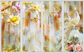 家和富贵玉雕孔雀彩雕兰花移门