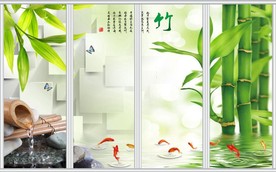 绿色竹子现代3D移门
