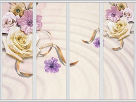 现代3D珠宝玫瑰花移门