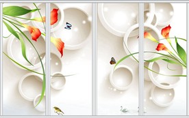 现代简约百合花移门