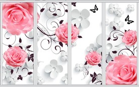 现代时尚粉色玫瑰移门