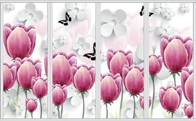 郁金香3D立体壁画移门
