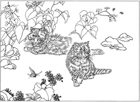 猫咪线描 猫咪白描 猫咪素描