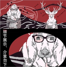 非主流手绘动物背景墙壁画