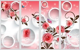 唯美玫瑰花卉移门