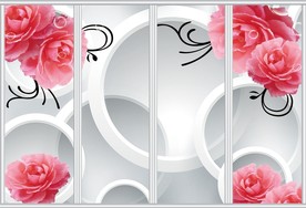 唯美玫瑰花卉移门