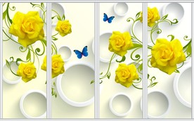 清新玫瑰花卉移门