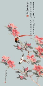 富贵花开花鸟玄关装饰画