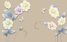 简约花卉电视背景墙