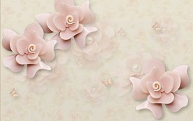 玉雕浮雕花卉电视背景墙