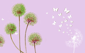 简约抽象蒲公英电视背景墙