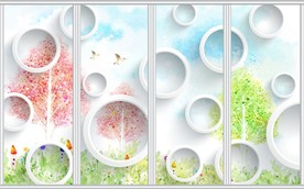 3D圆圈花卉移门