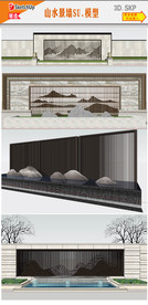 3D广场景墙设计