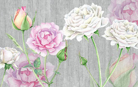 手绘玫瑰花卉电视机背景墙