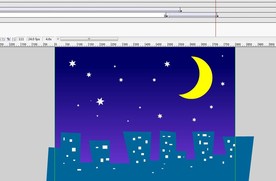 夜景绘制动画星星和月亮升起7秒