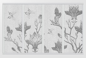 现代浮雕立体花卉移门