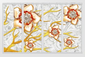 现代简约立体珠宝花卉移门