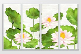现代简约荷花背景移门