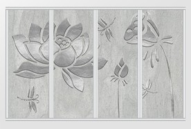 现代简约质感立体浮雕荷花移门