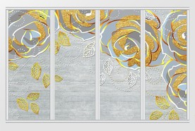 现代大气金色仿石纹移门