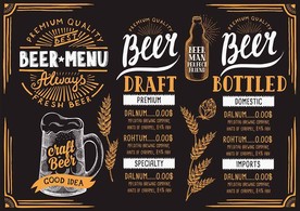 啤酒酒吧菜单设计素材