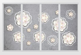 现代简约鲜花花卉移门