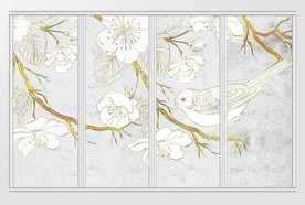 现代简约清新手绘花鸟移门