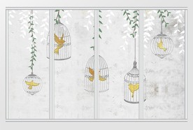 现代简约质感鸟笼飞鸟移门