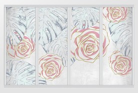 现代简约北欧风清新花卉移门