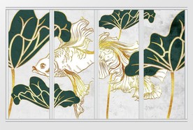 现代简约质感锦鲤荷叶移门