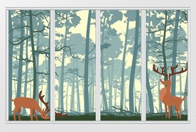 现代简约森林剪影移门