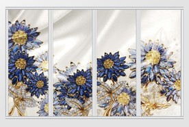 立体蓝色珠宝向日葵移门