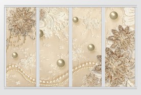 3d奢华珠宝钻石花朵珍珠移门