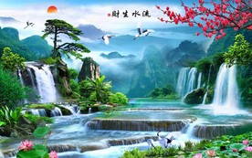 客厅山水电视沙发背景墙