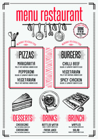 快餐西餐厅美食元素插画