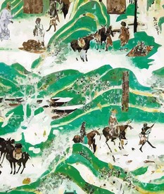 化城喻品防敦煌壁画古典艺术矢量