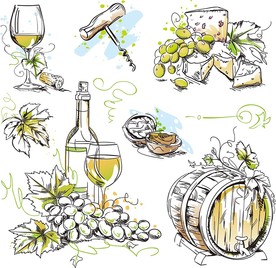 红酒手绘矢量设计素材