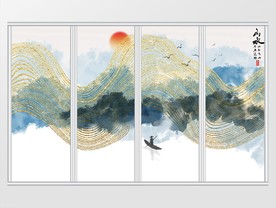 新中式山水画移门