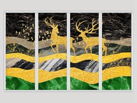 欧式大理石麋鹿金色移门