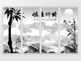 新中式水墨山水竹子移门