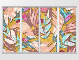 金色奢华金粉花卉移门