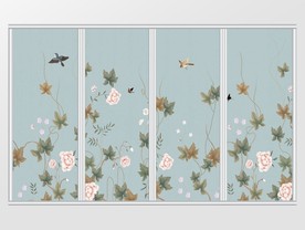 中式藤叶花鸟移门