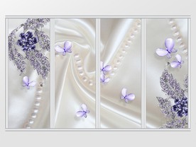 立体紫色珠宝蝴蝶移门