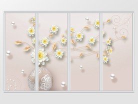 立体珠宝花朵移门