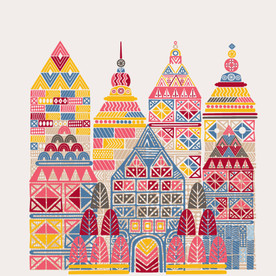 波普建筑手绘插画